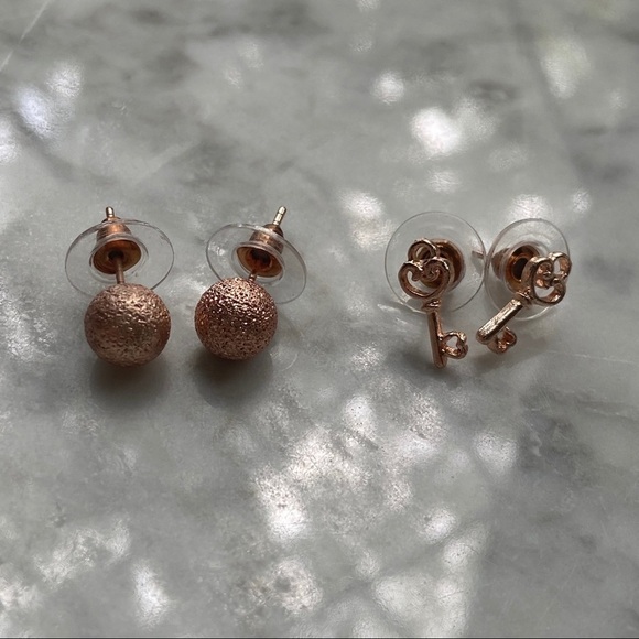Rose Gold Pack of Stud Earrings - Picture 4 of 6